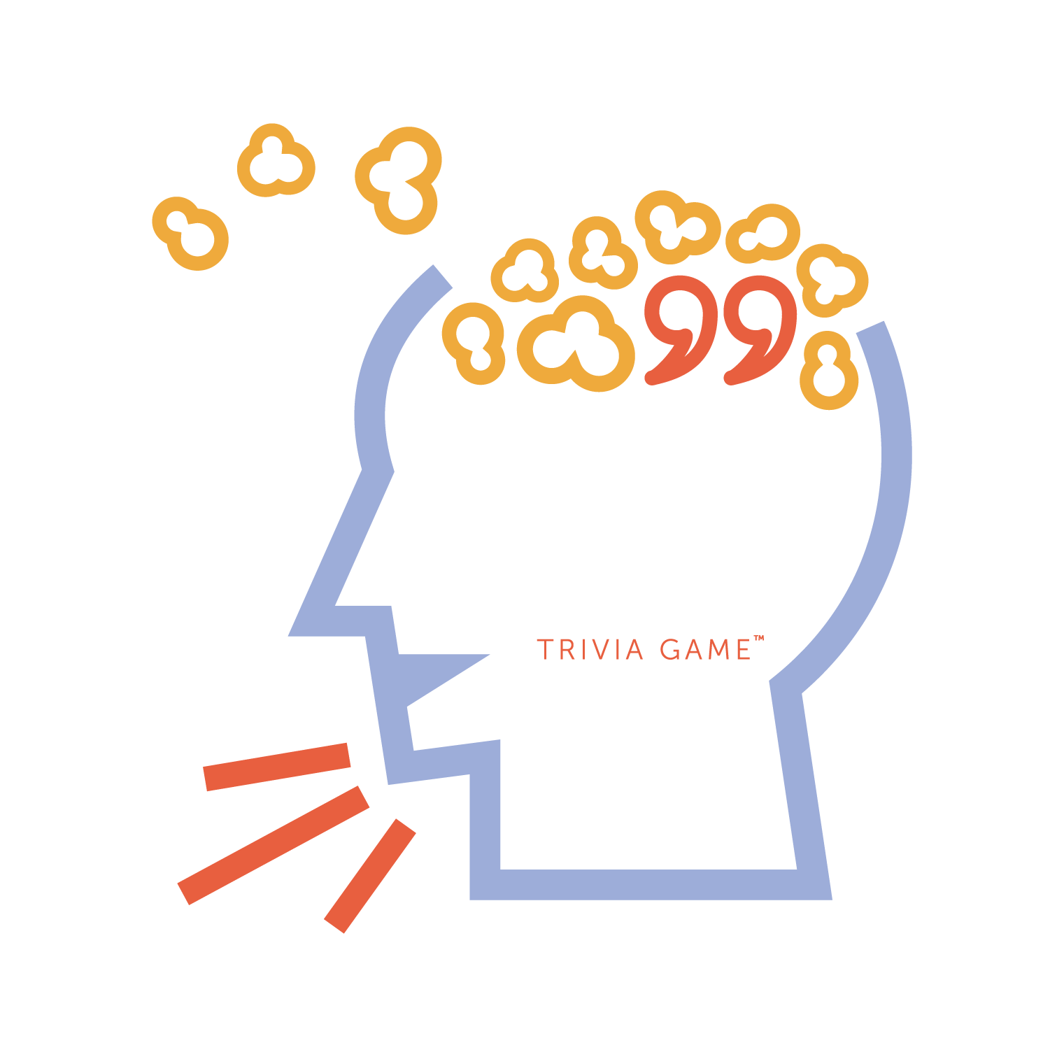 Movie Lines Trivia Game logo with head outline, popcorn quote marks, and movie lines wordmark.